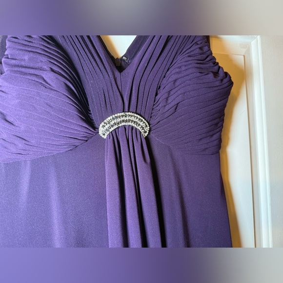 Vintage Jessica Howard Purple Aline Dress Pleated V Neckline Rhinestones Sz 6P - Picture 3 of 8